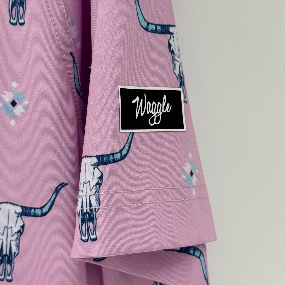 Waggle Highlands Polo Mens 3XL Pink Longhorn Skull Southwestern Golf Shirt NWT - Picture 10 of 11